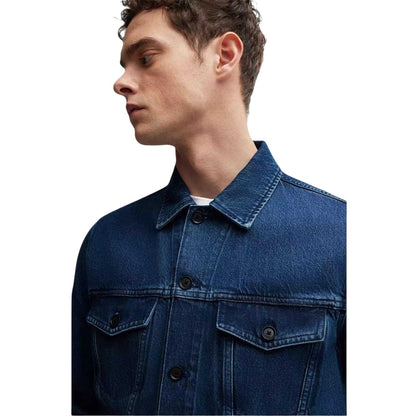 Medium Blue - Side - Boss Mens Straight Hem Denim Jacket