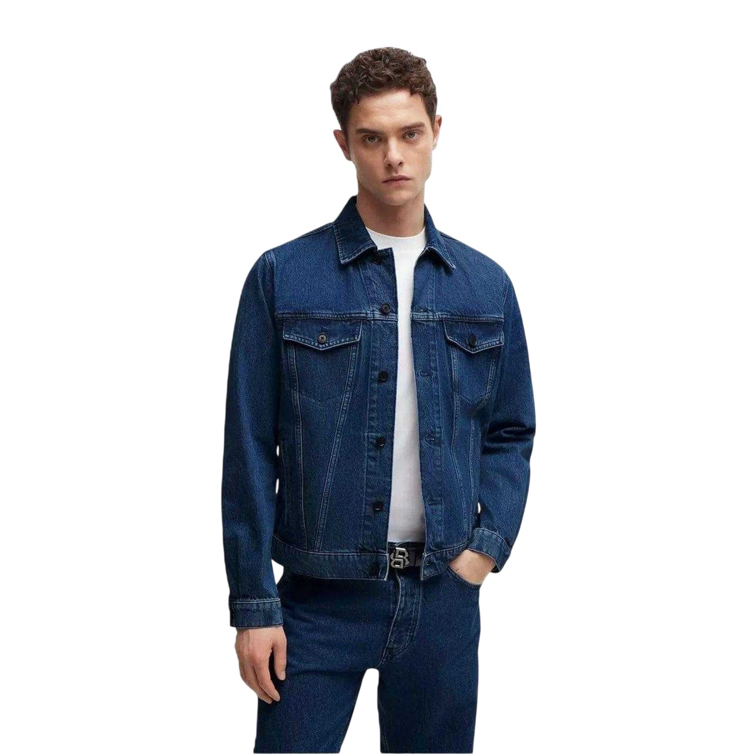 Medium Blue - Lifestyle - Boss Mens Straight Hem Denim Jacket