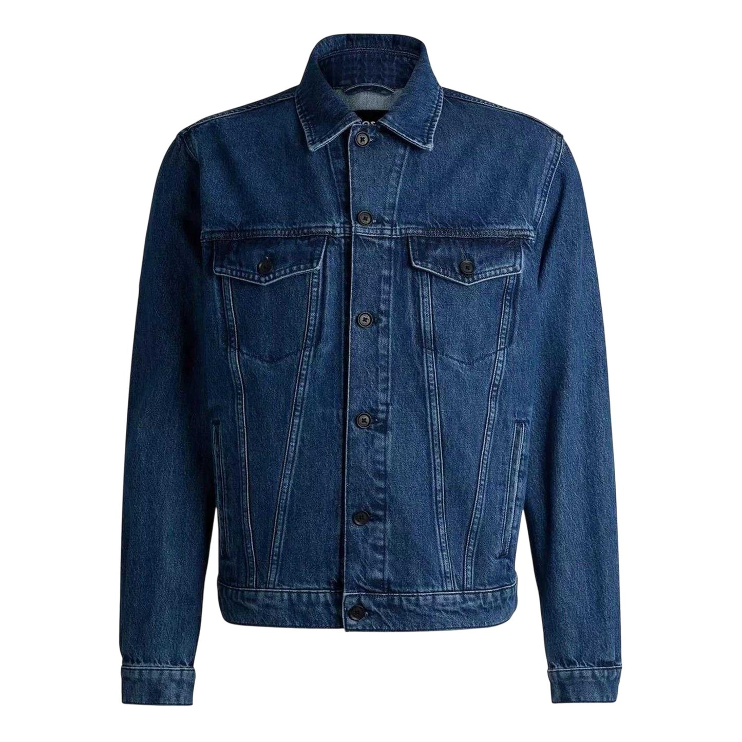 Medium Blue - Front - Boss Mens Straight Hem Denim Jacket
