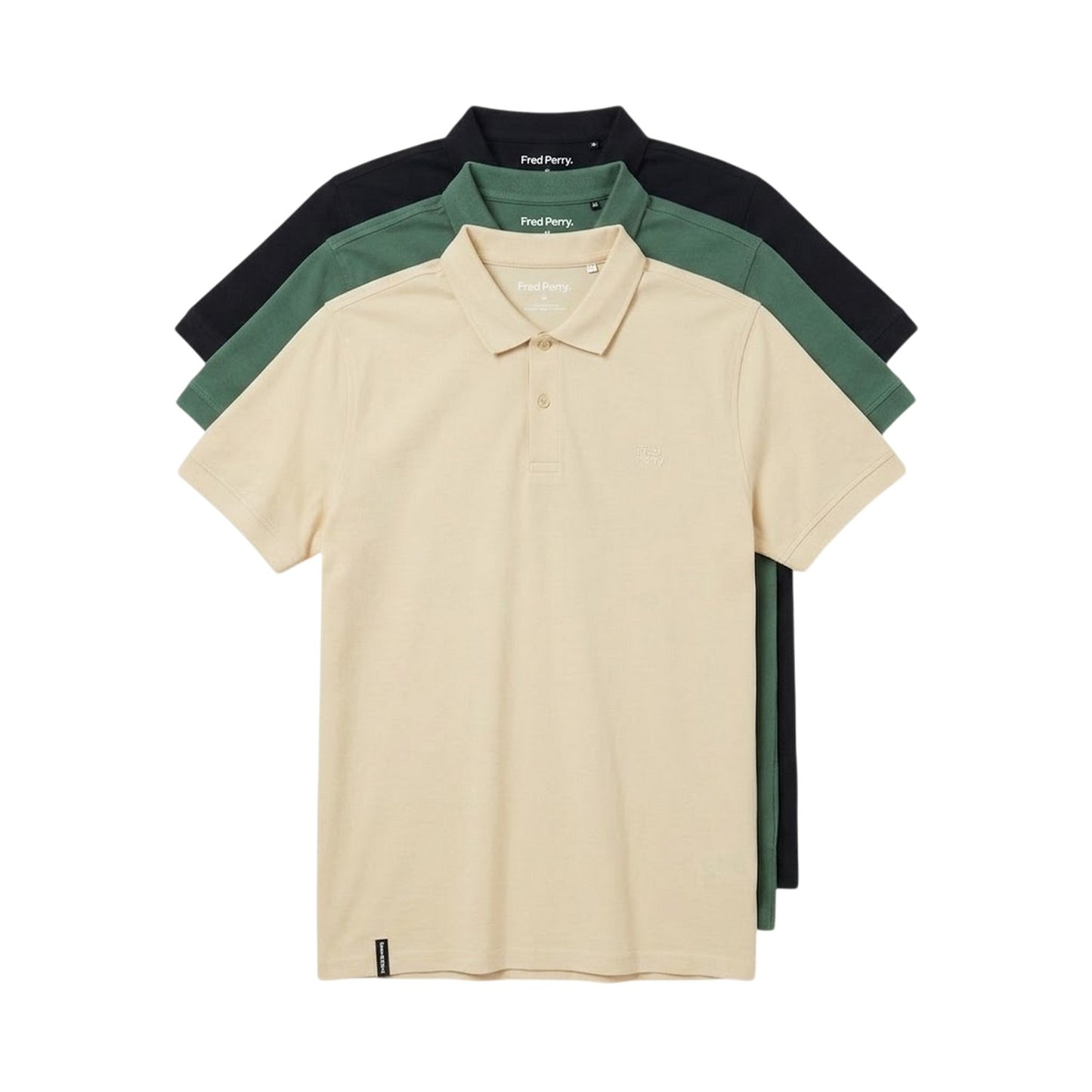 Beige-Green-Black - Front - Threadbare Mens Short-Sleeved Polo Shirt (Pack of 3)