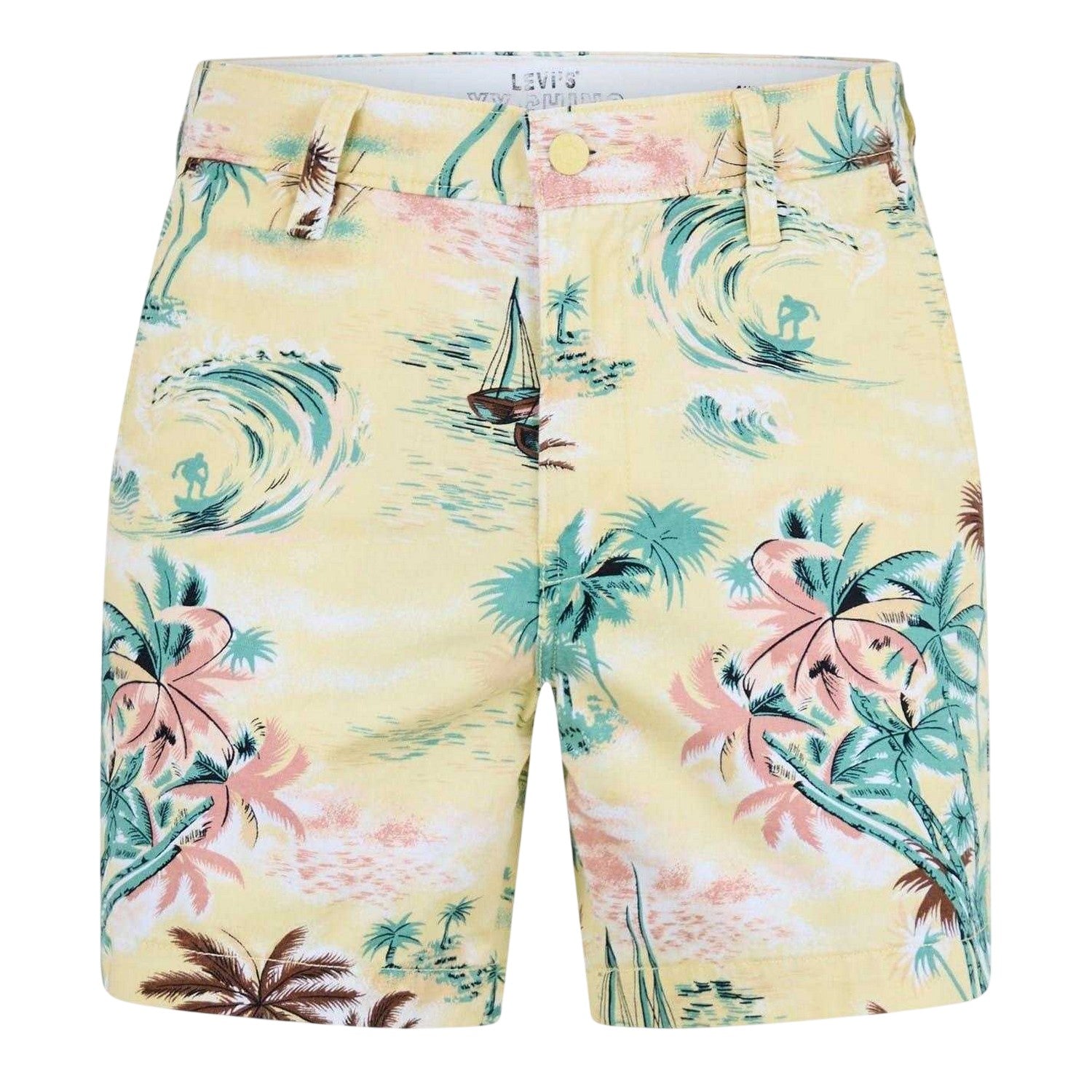 Yellow-Green - Front - Levis Mens Authentic Cotton Palm Tree Shorts