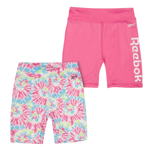 Carmine Rose - Front - Reebok Childrens-Kids Jersey Tie Dye Shorts (Pack of 2)