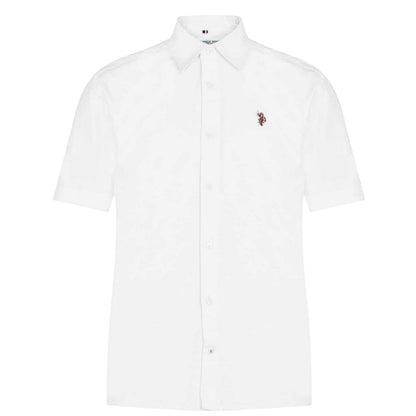 Bright White - Front - US Polo Assn Mens Oxford Short-Sleeved Shirt