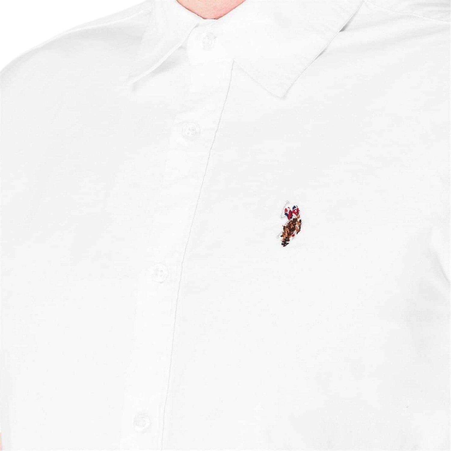 Bright White - Side - US Polo Assn Mens Oxford Short-Sleeved Shirt