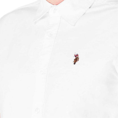 Bright White - Side - US Polo Assn Mens Oxford Short-Sleeved Shirt