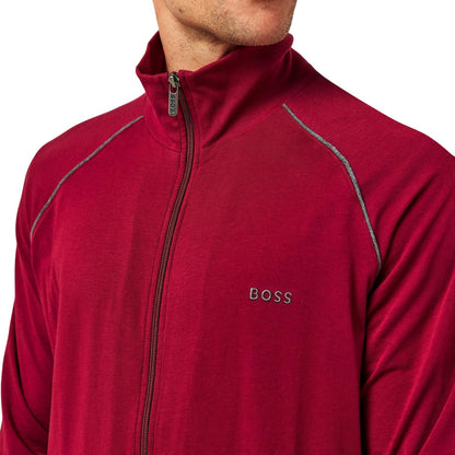 Dark Red - Side - Boss Mens Cotton Casual Track Top