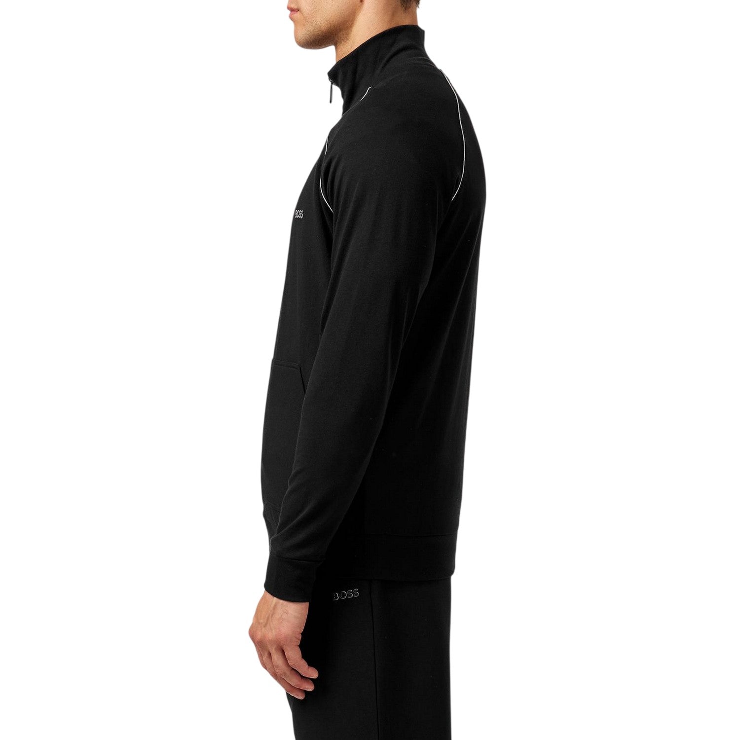 Black - Side - Boss Mens Cotton Casual Track Top