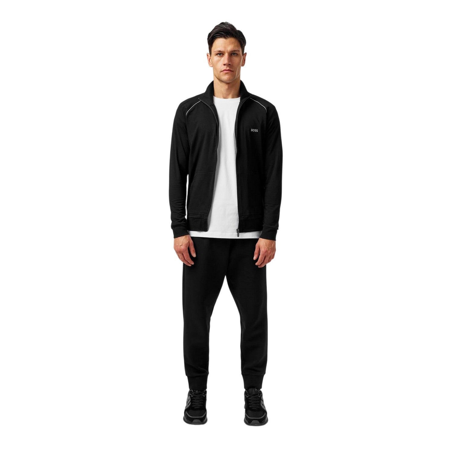 Black - Lifestyle - Boss Mens Cotton Casual Track Top
