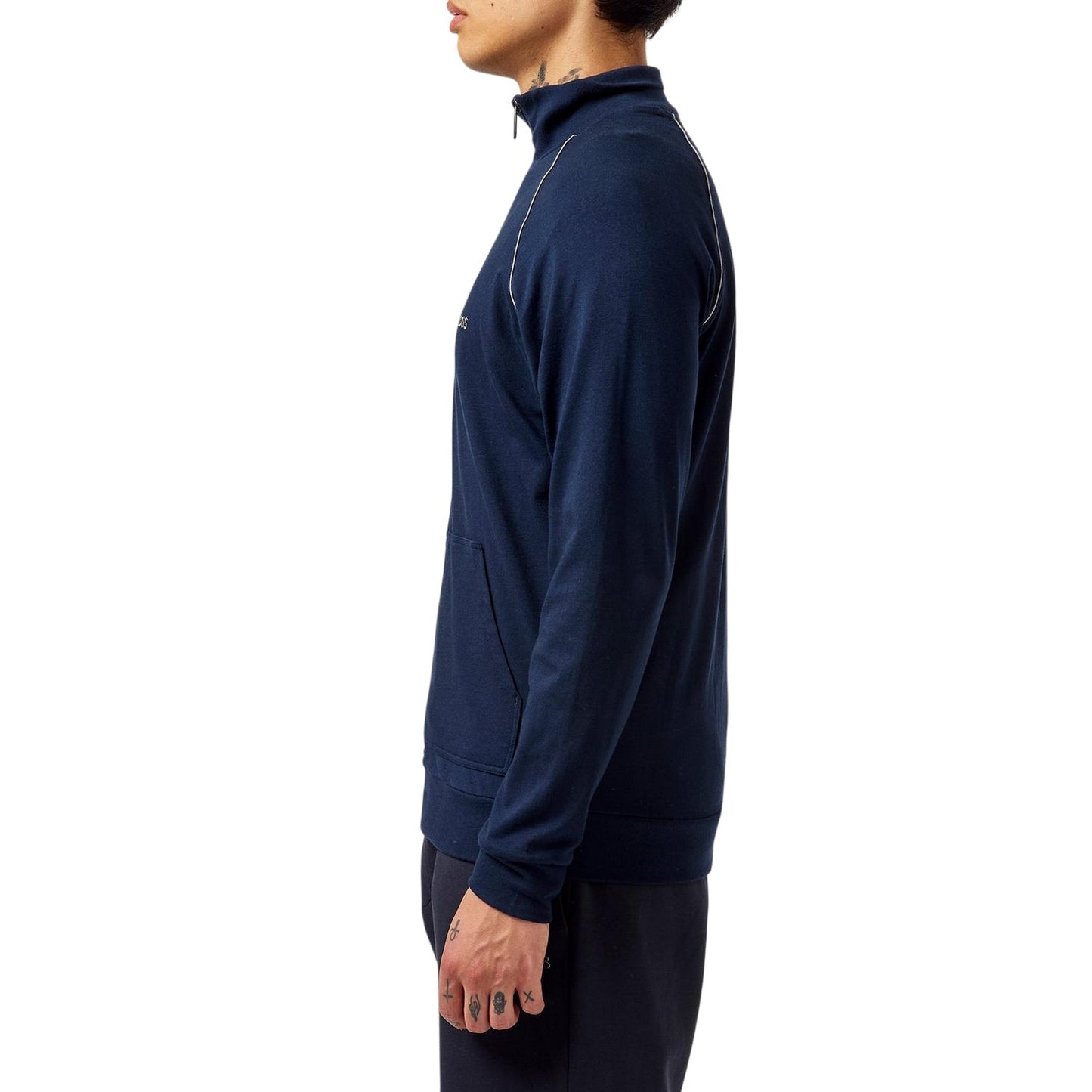 Dark Blue - Side - Boss Mens Cotton Casual Track Top