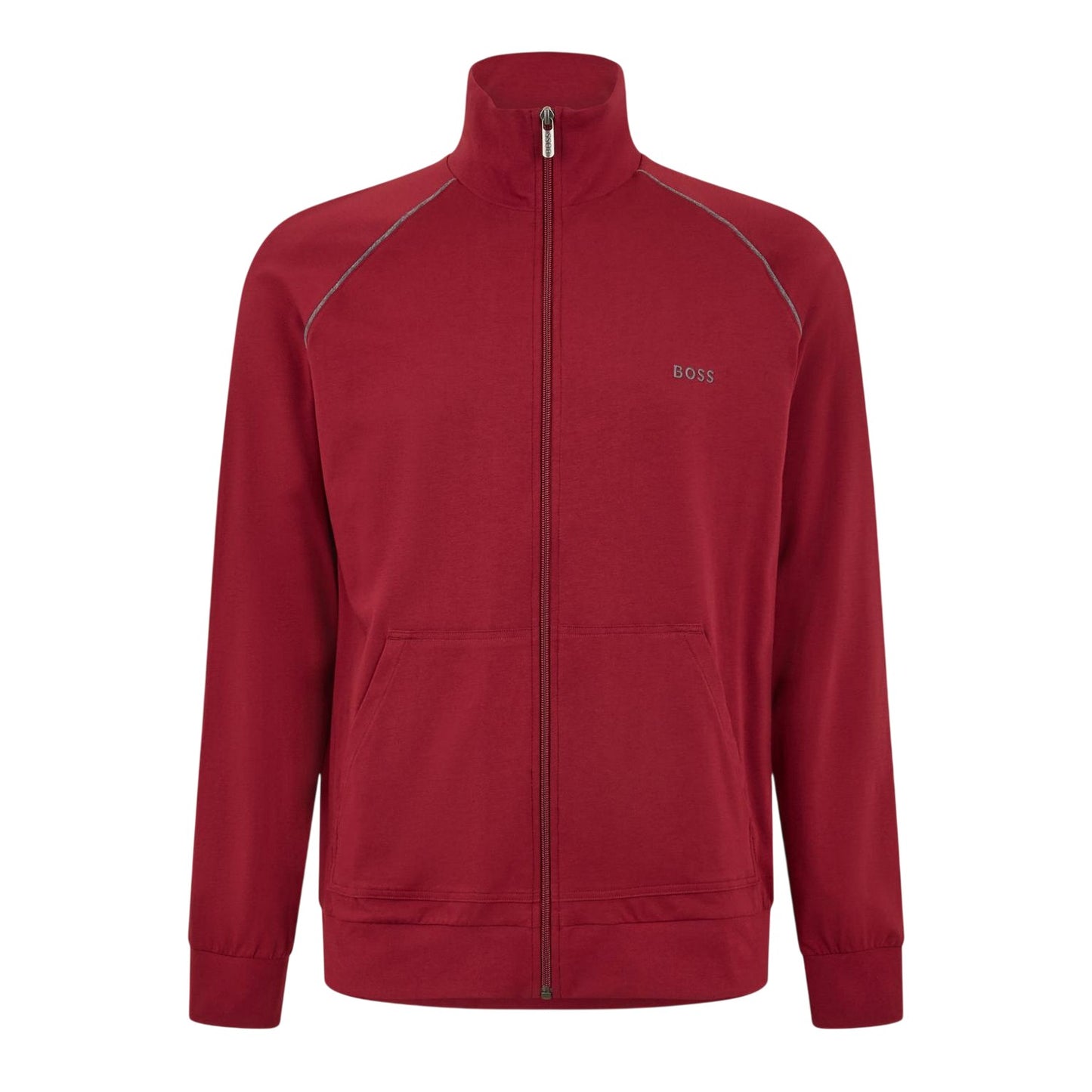 Dark Red - Front - Boss Mens Cotton Casual Track Top