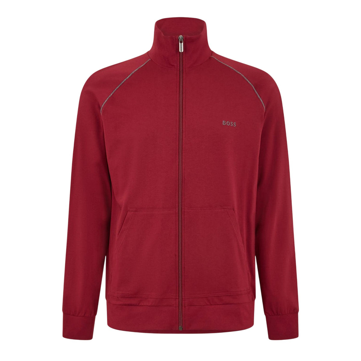 Dark Red - Front - Boss Mens Cotton Casual Track Top