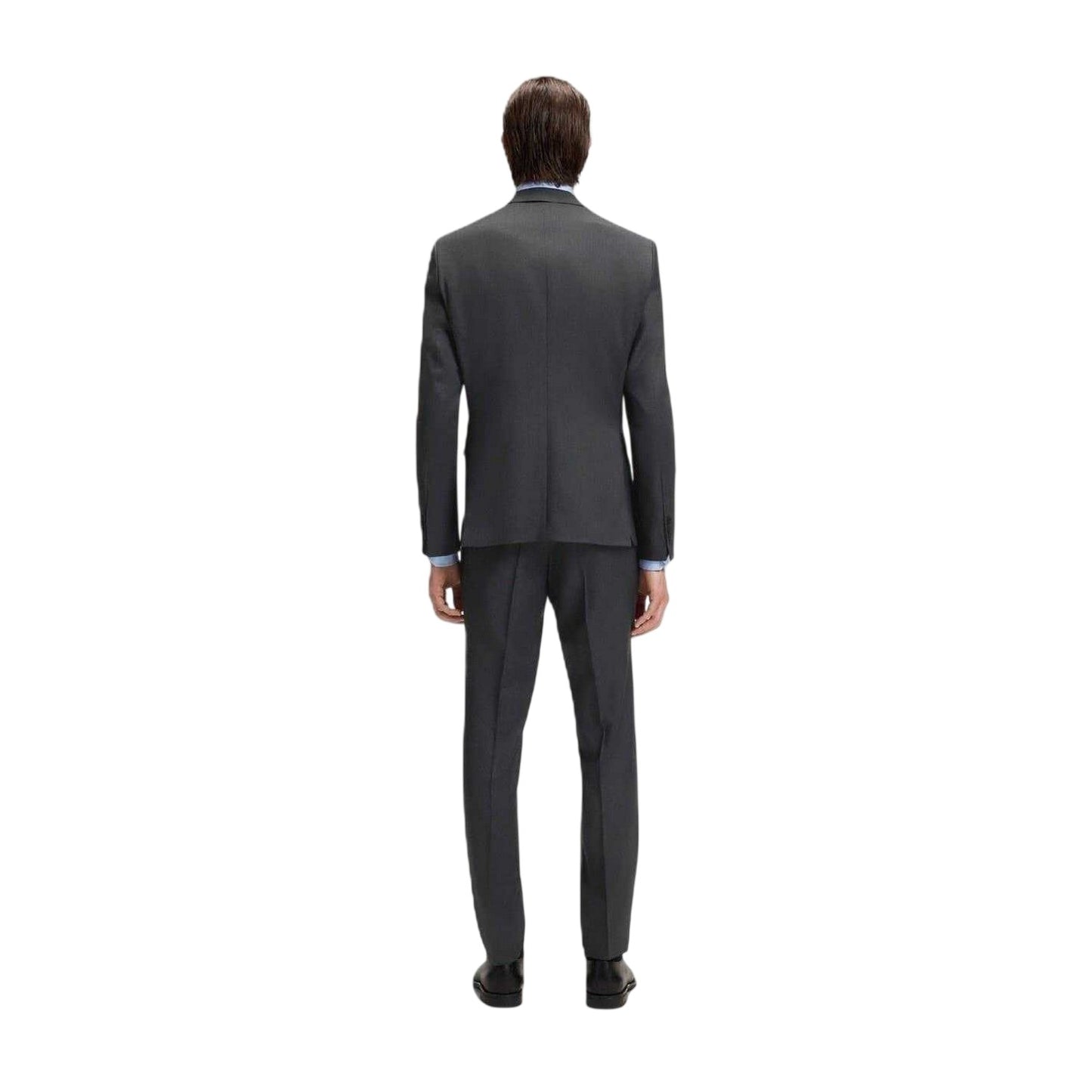 Dark Grey - Back - Boss Mens Notch Neck Regular Suit Jacket