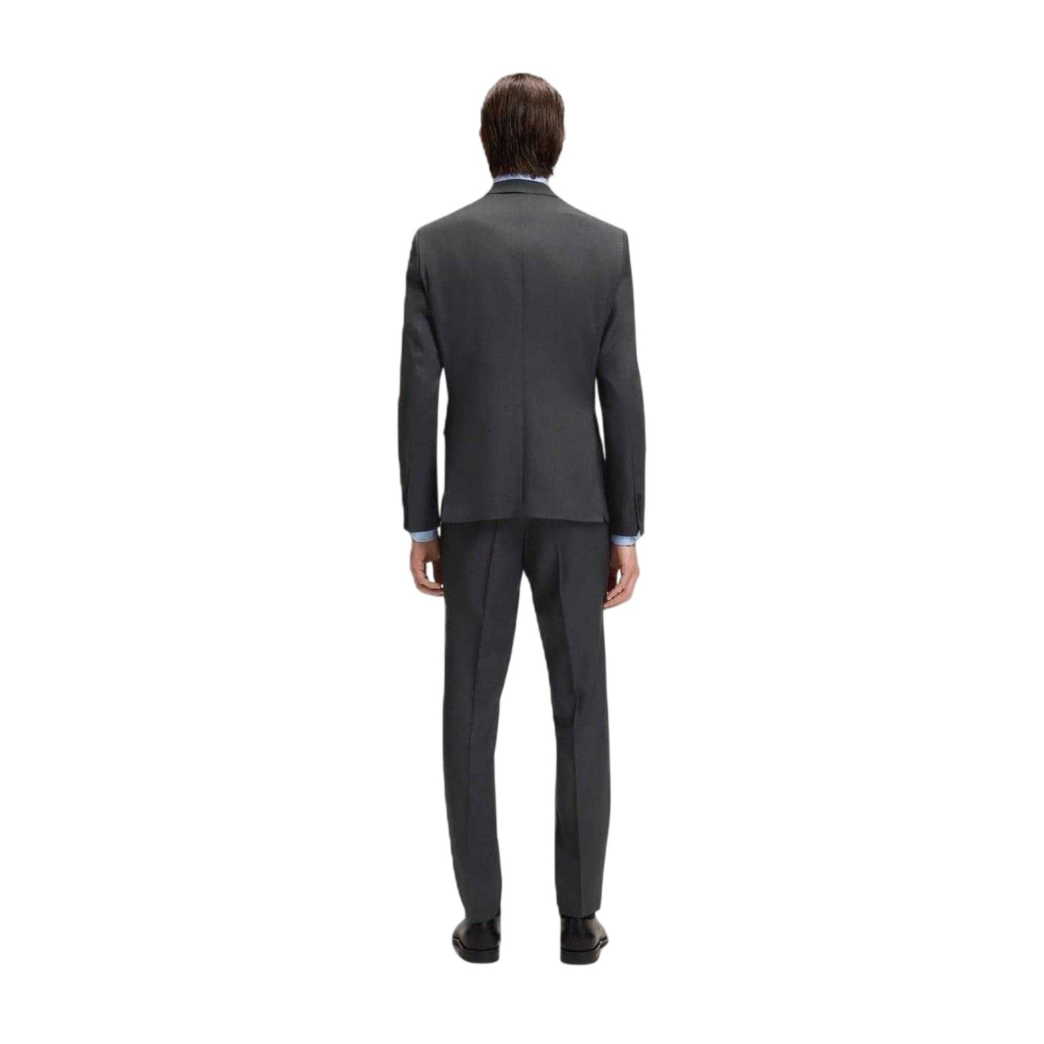 Dark Grey - Back - Boss Mens Notch Neck Regular Suit Jacket