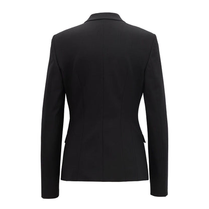Black - Back - Boss Womens-Ladies Lapel Collar Slim Work Blazer