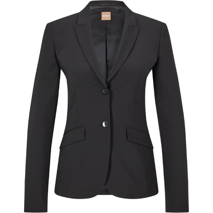 Black - Front - Boss Womens-Ladies Lapel Collar Slim Work Blazer