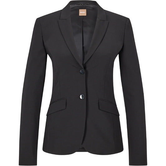 Black - Front - Boss Womens-Ladies Lapel Collar Slim Work Blazer