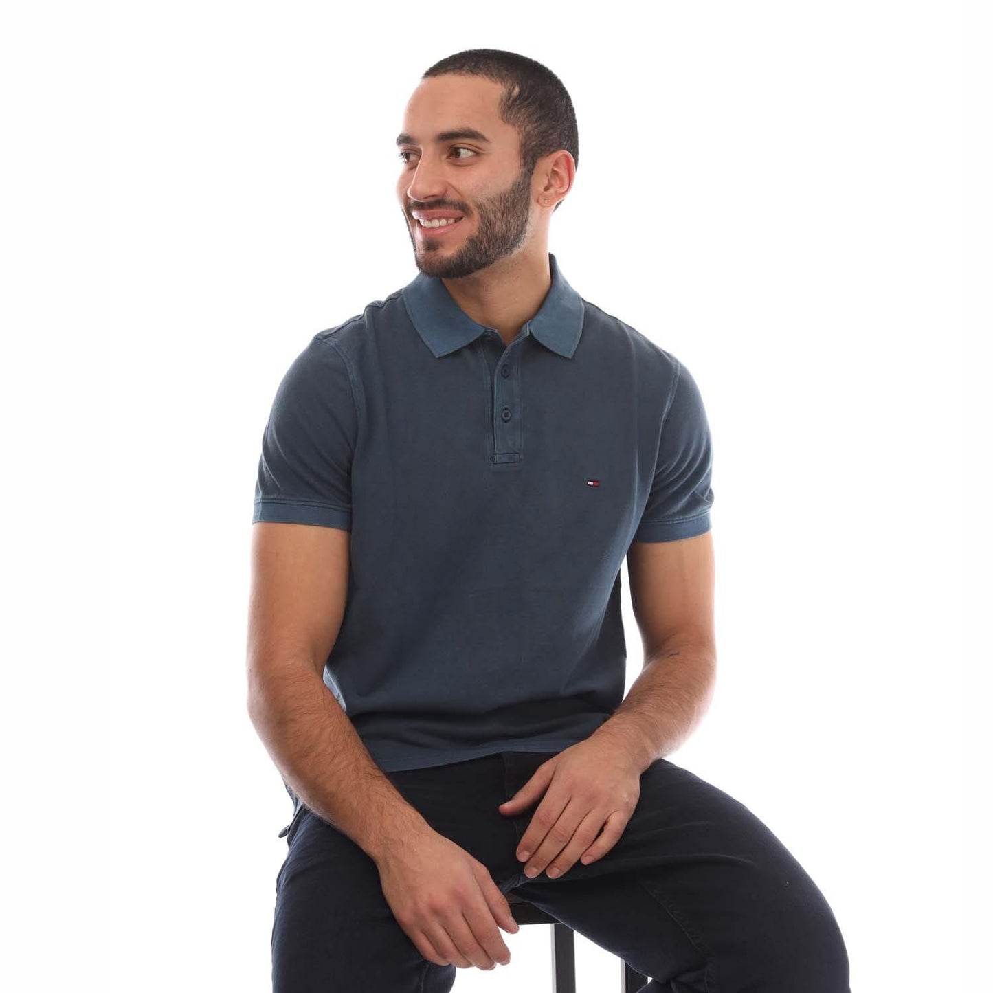 Dark Blue - Lifestyle - Tommy Hilfiger Mens Garment Dyed Regular Polo Shirt