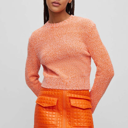 Orange - Front - Hugo Womens-Ladies Solarina Crop Sweatshirt