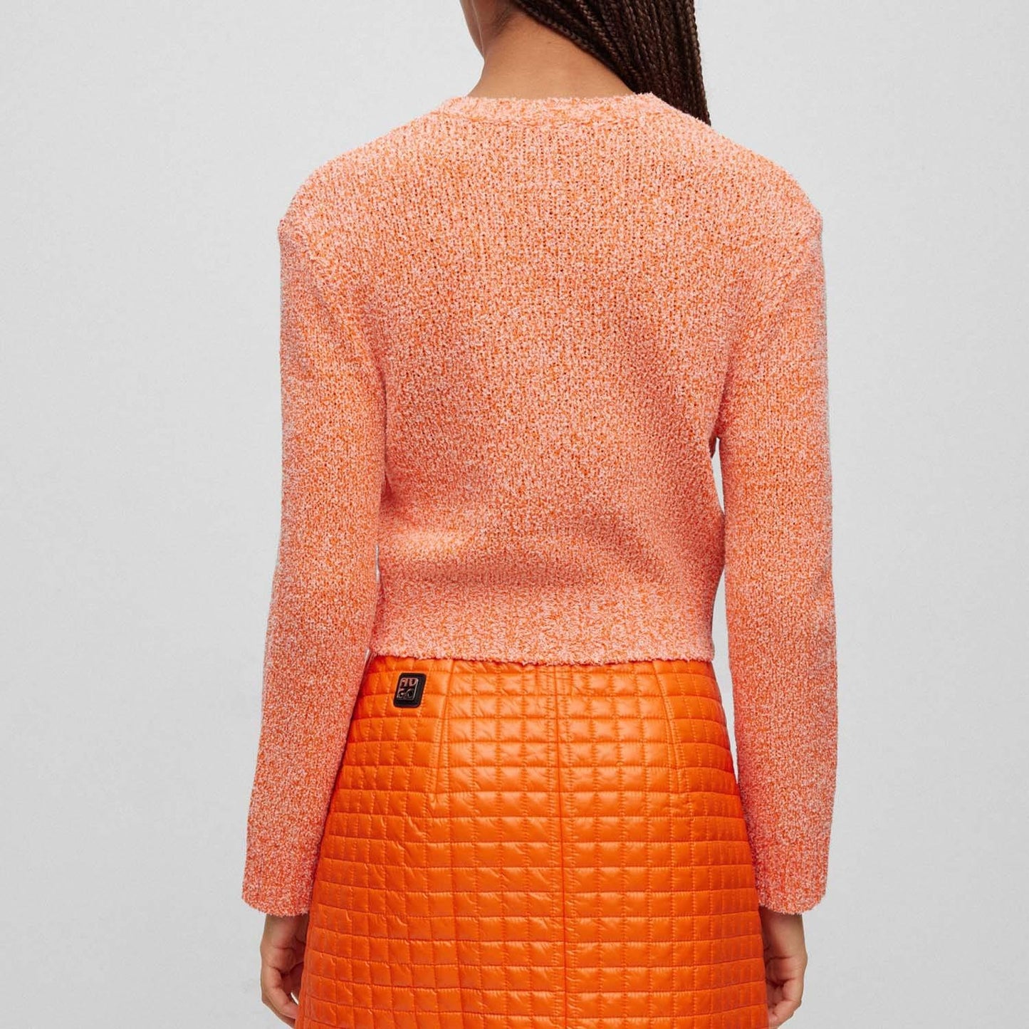 Orange - Back - Hugo Womens-Ladies Solarina Crop Sweatshirt