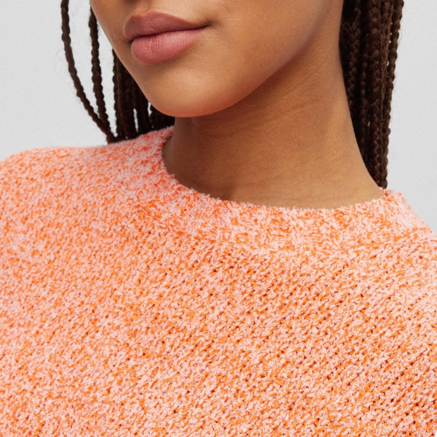 Orange - Side - Hugo Womens-Ladies Solarina Crop Sweatshirt