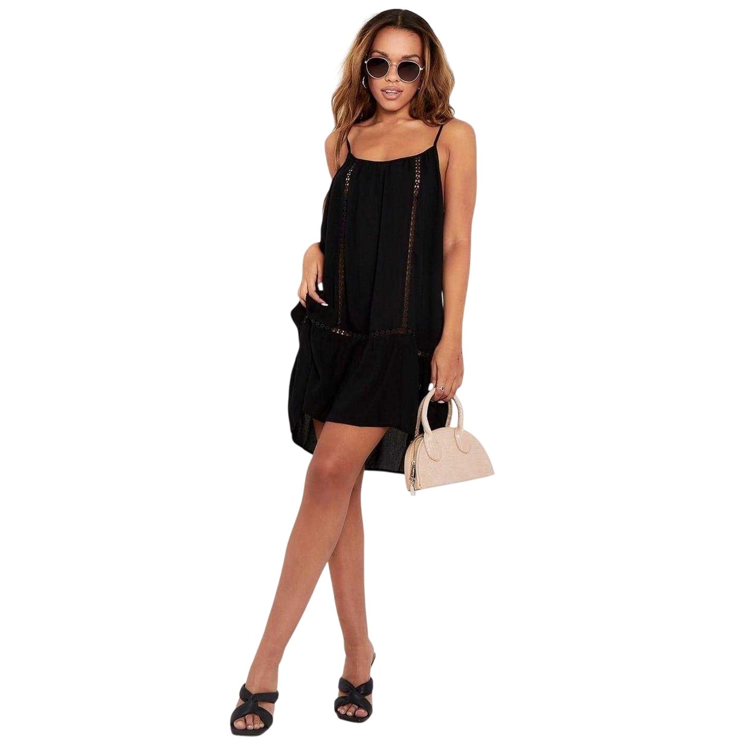 Black - Back - Missy Empire Womens-Ladies Crochet Detail Beach Mini Dress