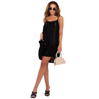 Black - Back - Missy Empire Womens-Ladies Crochet Detail Beach Mini Dress
