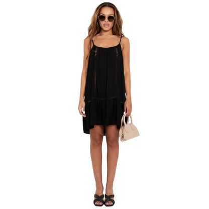 Black - Front - Missy Empire Womens-Ladies Crochet Detail Beach Mini Dress
