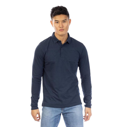 Dark Navy - Front - Peter Werth Mens Noaks Long-Sleeved Polo Shirt
