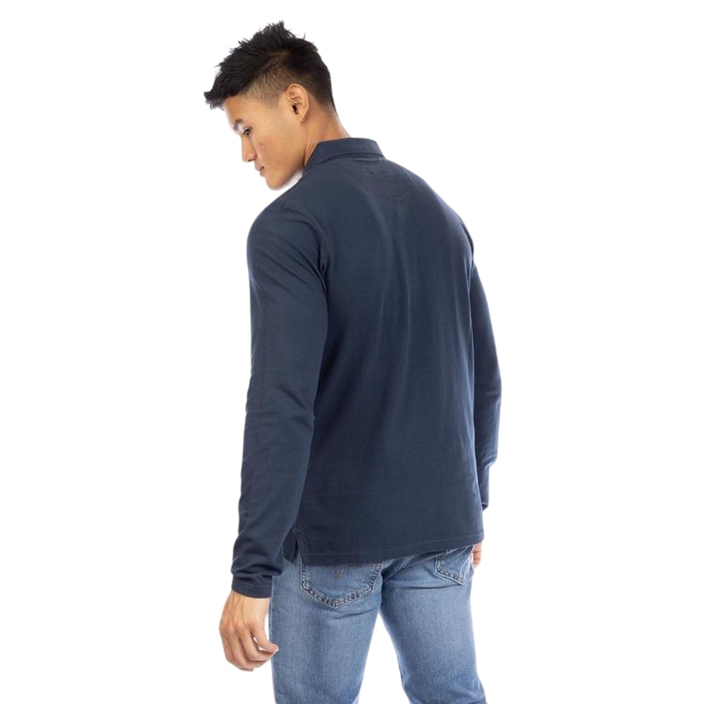 Dark Navy - Back - Peter Werth Mens Noaks Long-Sleeved Polo Shirt