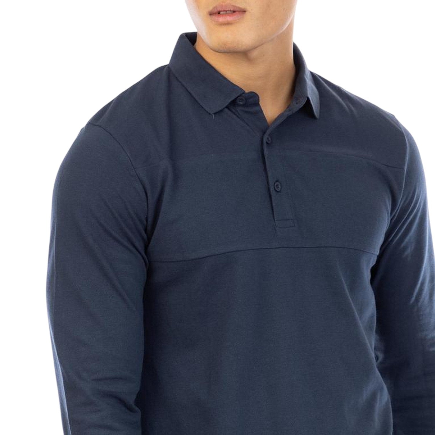 Dark Navy - Side - Peter Werth Mens Noaks Long-Sleeved Polo Shirt