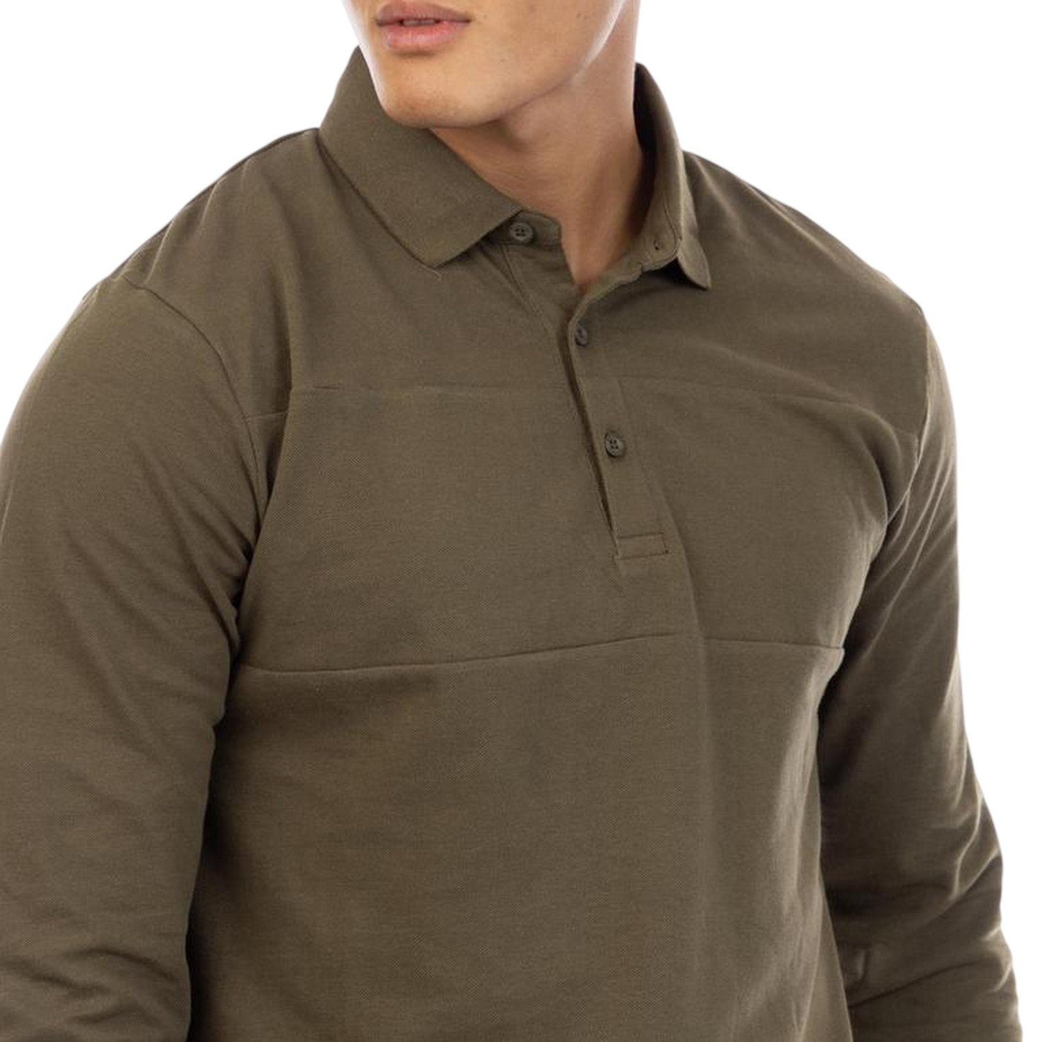 Olive - Side - Peter Werth Mens Noaks Long-Sleeved Polo Shirt