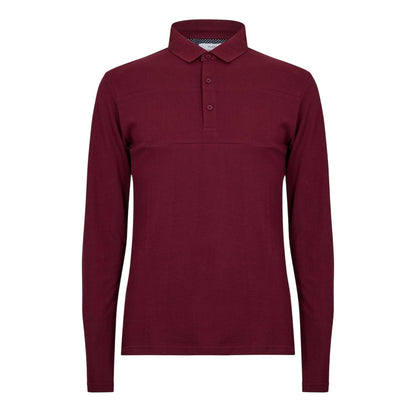Burgundy - Front - Peter Werth Mens Noaks Long-Sleeved Polo Shirt