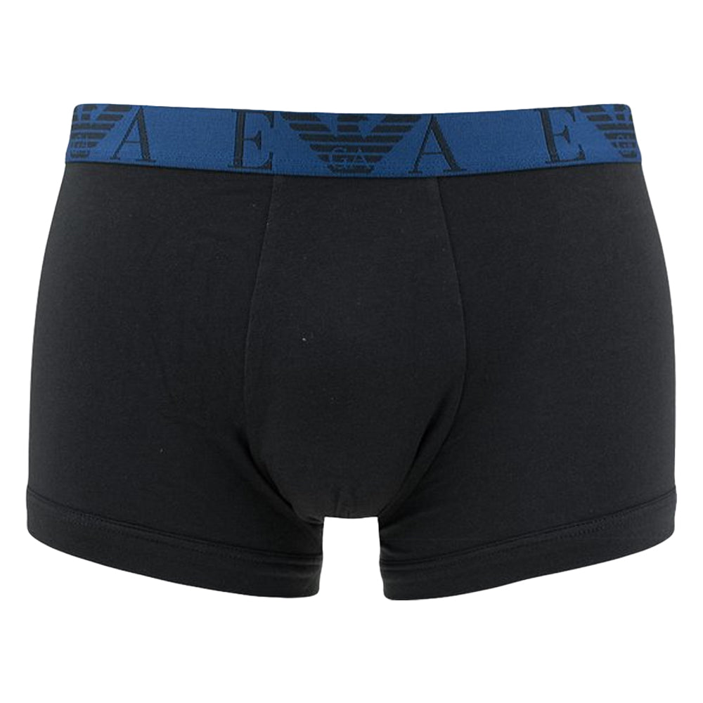 Black - Side - Armani Mens Monogram Logo Boxer Shorts (Pack of 3)