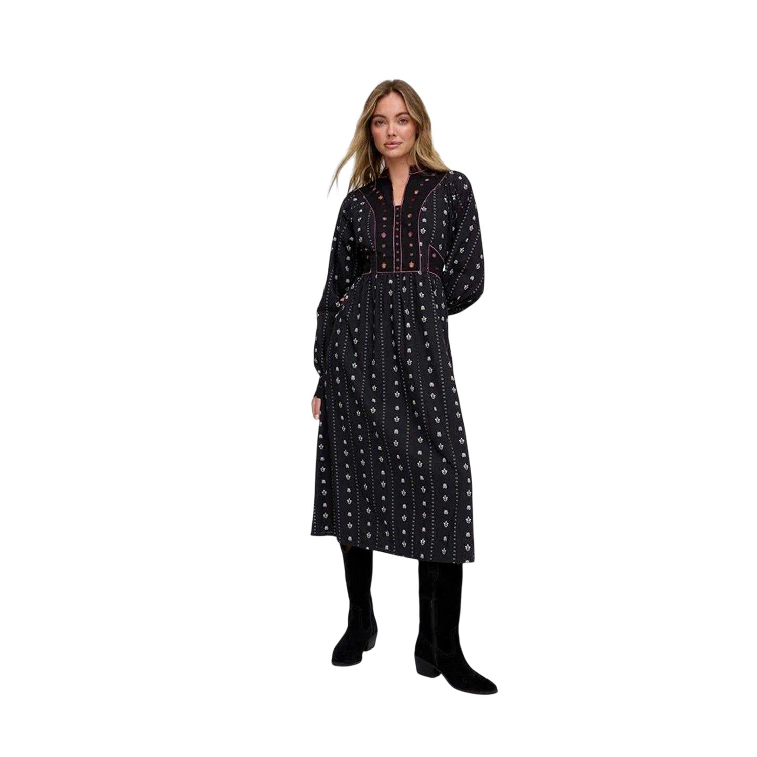 Black - Lifestyle - Raffya Womens-Ladies Ocean Notch Neck Midi Dress