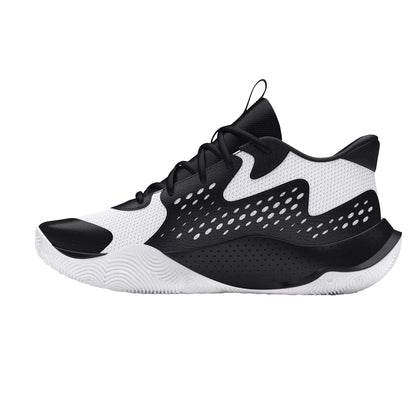 Black-White - Back - Under Armour Mens Jet 23 Leather Basketball Shoes