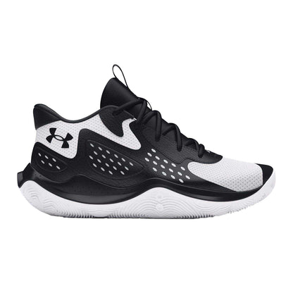 Black-White - Front - Under Armour Mens Jet 23 Leather Basketball Shoes