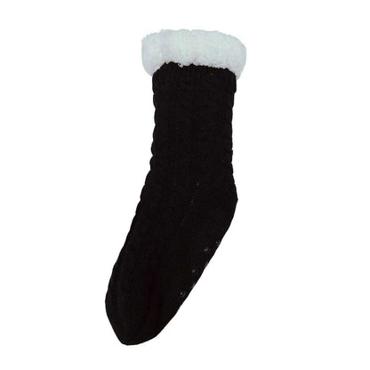 Black - Side - Miso Unisex Adult Acrylic Slipper Socks