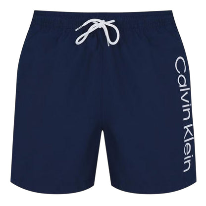 Navy - Front - Calvin Klein Mens Logo Polyester Swim Shorts