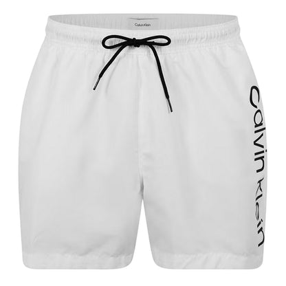 White-Off White - Front - Calvin Klein Mens Logo Polyester Swim Shorts