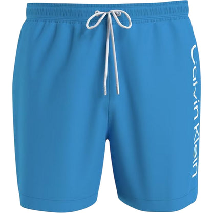 Blue - Front - Calvin Klein Mens Logo Polyester Swim Shorts