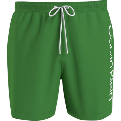 Green - Front - Calvin Klein Mens Logo Polyester Swim Shorts