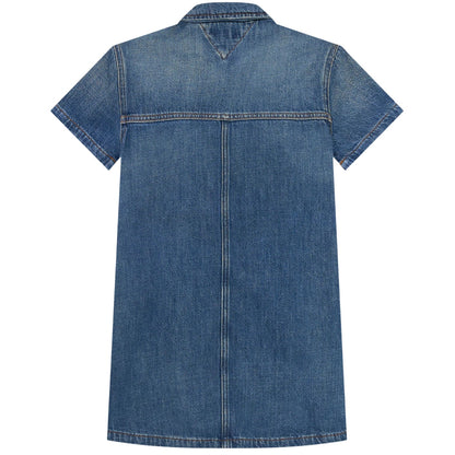 Blue - Back - Tommy Hilfiger Girls Denim Mini Shirt Dress