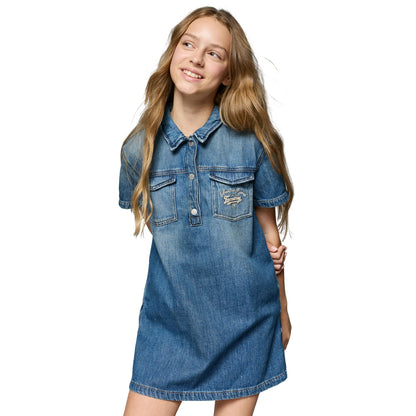 Blue - Lifestyle - Tommy Hilfiger Girls Denim Mini Shirt Dress