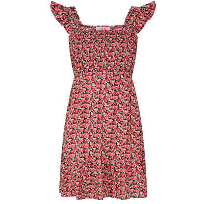 Red - Front - AX Paris Womens-Ladies Floral Frill Shoulder Mini Dress