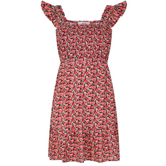 Red - Front - AX Paris Womens-Ladies Floral Frill Shoulder Mini Dress