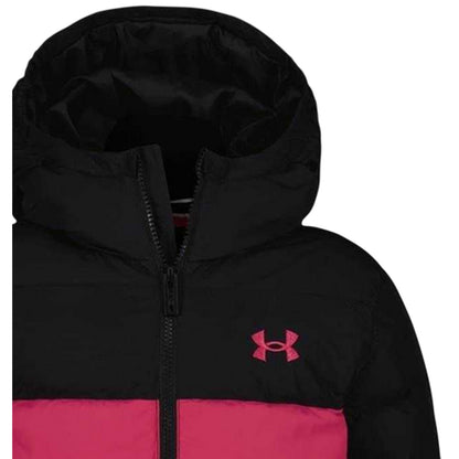 Black-Pink - Side - Under Armour Childrens-Kids Colour Block Lightweight Puffer Jacket