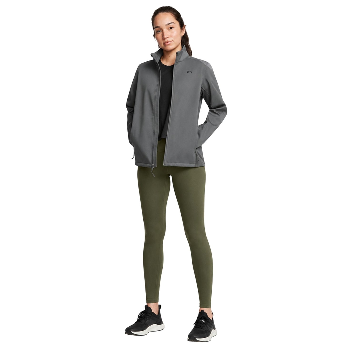Grey - Pack Shot - Under Armour Womens-Ladies Small Logo Lightweight Training Puffer Jacket