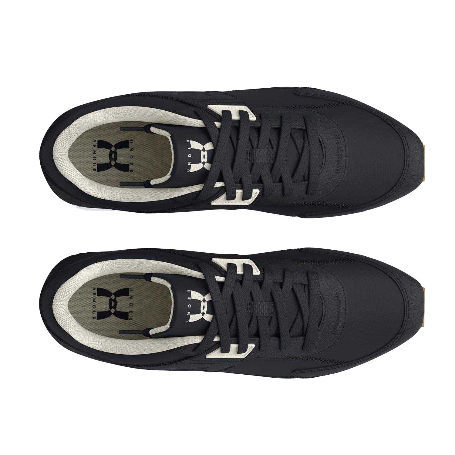 Black - Side - Under Armour Mens Essential Logo Synthetic Low Cut Running Trainers