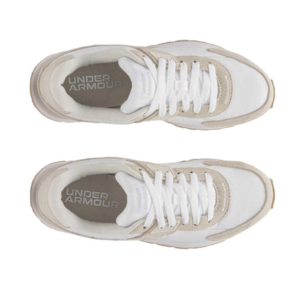 Off White - Side - Under Armour Mens Essential Logo Synthetic Low Cut Running Trainers