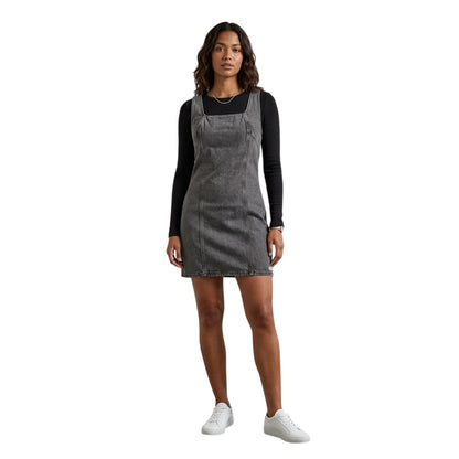 Grey - Back - Calvin Klein Womens-Ladies Denim Square Neck Sleeveless Mini Dress
